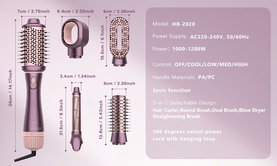 5-in-1 Ion Detachable One Step Hair Dryer Brush 6 5-in-1 Ion Detachable One Step Hair Dryer Brush 6